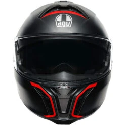 AGV Tourmodular Frequency Helmet -Motorcycle Helmet Store agv tourmodular frequency helmet gunmetal red front 33011.1679720324