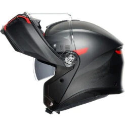 AGV Tourmodular Frequency Helmet -Motorcycle Helmet Store agv tourmodular frequency helmet gunmetal red left shield up 03439.1679960070