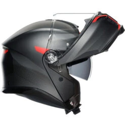 AGV Tourmodular Frequency Helmet -Motorcycle Helmet Store agv tourmodular frequency helmet gunmetal red right shield up 84289.1679720328