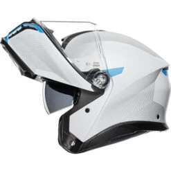 AGV Tourmodular Frequency Helmet -Motorcycle Helmet Store agv tourmodular frequency helmet light gray blue left shield up 92157.1679720135
