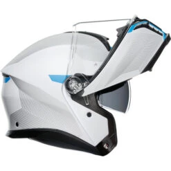AGV Tourmodular Frequency Helmet -Motorcycle Helmet Store agv tourmodular frequency helmet light gray blue right shield up 65510.1679720147