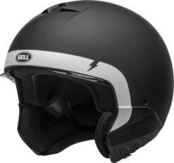 Bell Broozer Cranium Helmet -Motorcycle Helmet Store bell broozer helmet cranium matte black white no chinbar front left 00970.1578731474