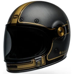 Bell Bullitt Carbon RSD Player Helmet -Motorcycle Helmet Store bell bullitt carbon rsd player helmet matte gloss black gold front left 86615.1696993023