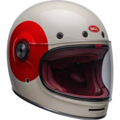 Bell Bullitt TT Helmet -Motorcycle Helmet Store bell bullitt tt helmet vintage white oxblood front right 70410.1671086694