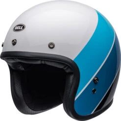Bell Custom 500 Riff Helmet -Motorcycle Helmet Store bell custom 500 riff helmet gloss white blue front left 10856.1633226716