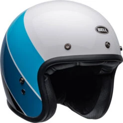 Bell Custom 500 Riff Helmet -Motorcycle Helmet Store bell custom 500 riff helmet gloss white blue front right 31254.1633226737