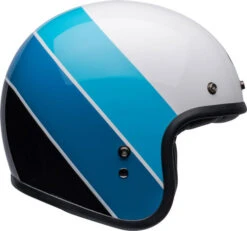 Bell Custom 500 Riff Helmet -Motorcycle Helmet Store bell custom 500 riff helmet gloss white blue right 86456.1633226622