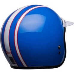 Bell Custom 500 Six Day McQueen Helmet -Motorcycle Helmet Store bell custom 500 six day mcqueen helmet gloss blue white back right 47684.1671096128