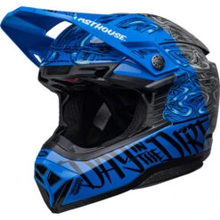 Bell Moto-10 Spherical Fasthouse DITD 23 Helmet -Motorcycle Helmet Store bell moto 10 spherical fasthouse ditd 23 helmet blue gray front left 98332.1672225036
