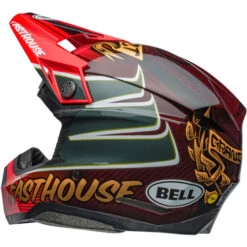 Bell Moto-10 Spherical Fasthouse DITD 24 Helmet -Motorcycle Helmet Store bell moto 10 spherical le fasthouse ditd 24 helmet gloss red gold back left 29288.1698963548