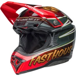Bell Moto-10 Spherical Fasthouse DITD 24 Helmet -Motorcycle Helmet Store bell moto 10 spherical le fasthouse ditd 24 helmet gloss red gold front left 65124.1698963529