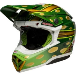Bell Moto-10 Spherical McGrath Replica 22 Helmet -Motorcycle Helmet Store bell moto 10 spherical mcgrath replica 22 helmet gloss gold green front left 95767.1672306700