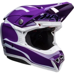 Bell Moto-10 Spherical Slayco Helmet -Motorcycle Helmet Store bell moto 10 spherical slayco helmet gloss purple white front right 71311.1672306168