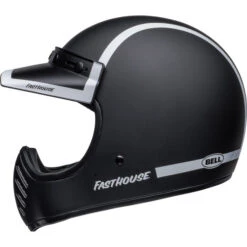 Bell Moto 3 Fasthouse Old Road Helmet -Motorcycle Helmet Store bell moto 3 helmet fasthouse the old road matte gloss black white left 22915.1675944096
