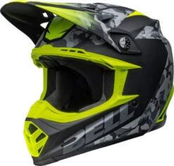 Bell Moto-9 MIPS Venom Helmet -Motorcycle Helmet Store bell moto 9 mips helmet venom matte black camo hi viz yellow front left 99879.1632323303