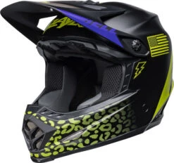 Bell Moto-9 Youth MIPS Slayco Helmet -Motorcycle Helmet Store bell moto 9 youth mips helmet slayco matte black hi viz yellow front left 34641.1632984430