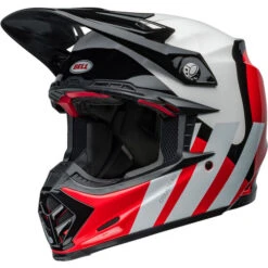 Bell Moto-9S Flex Hello Cousteau Stripes Helmet -Motorcycle Helmet Store bell moto 9s flex hello cousteau stripes helmet gloss white red front left 04172.1696807908