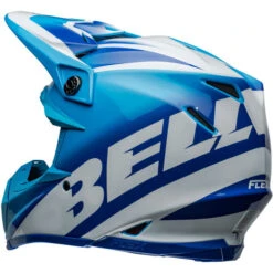 Bell Moto-9S Flex Rail Helmet -Motorcycle Helmet Store bell moto 9s flex rail helmet gloss blue white back left 17072.1696896398