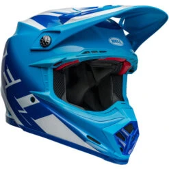 Bell Moto-9S Flex Rail Helmet -Motorcycle Helmet Store bell moto 9s flex rail helmet gloss blue white front right 27420.1696896393