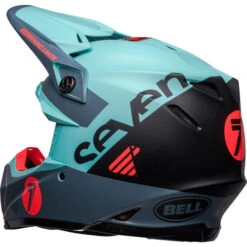 Bell Moto-9S Flex Seven Vanguard Helmet -Motorcycle Helmet Store bell moto 9s flex seven vanguard helmet matte aqua black back left 33125.1672406675