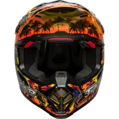 Bell Moto-9S Flex Tagger Tropical Fever Helmet -Motorcycle Helmet Store bell moto 9s flex tagger tropical fever helmet gloss yellow orange front 75137.1672222163