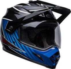 Bell MX-9 Adventure MIPS Dalton Helmet -Motorcycle Helmet Store bell mx 9 adventure mips helmet dalton gloss black blue front right clear shield 53168.1632990112