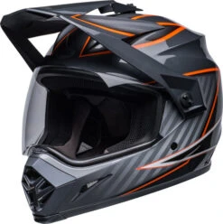 Bell MX-9 Adventure MIPS Dalton Helmet -Motorcycle Helmet Store bell mx 9 adventure mips helmet dalton gloss black orange front left clear shield 27802.1632245806