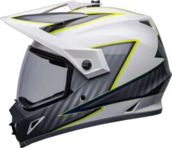 Bell MX-9 Adventure MIPS Dalton Helmet -Motorcycle Helmet Store bell mx 9 adventure mips helmet dalton gloss white hi viz yellow left clear shield 04645.1632312185