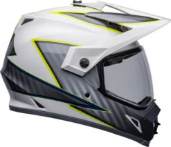 Bell MX-9 Adventure MIPS Dalton Helmet -Motorcycle Helmet Store bell mx 9 adventure mips helmet dalton gloss white hi viz yellow right clear shield 12245.1632313003