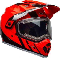 Bell MX-9 Adventure Dash Snow MIPS Helmet - Electric Shield -Motorcycle Helmet Store bell mx 9 adventure snow mips electric shield helmet dash gloss black flo orange front right 40342.1571274146