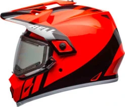 Bell MX-9 Adventure Dash Snow MIPS Helmet - Electric Shield -Motorcycle Helmet Store bell mx 9 adventure snow mips electric shield helmet dash gloss black flo orange left 25744.1571274150