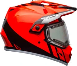 Bell MX-9 Adventure Dash Snow MIPS Helmet - Electric Shield -Motorcycle Helmet Store bell mx 9 adventure snow mips electric shield helmet dash gloss black flo orange right 40931.1571274153