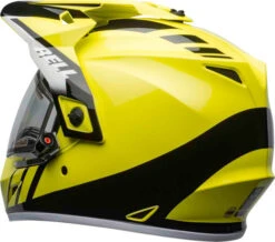 Bell MX-9 Adventure Dash Snow MIPS Helmet - Electric Shield -Motorcycle Helmet Store bell mx 9 adventure snow mips electric shield helmet dash gloss black flo yellow back left 33251.1571274125