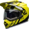 Bell MX-9 Adventure Dash Snow MIPS Helmet - Electric Shield -Motorcycle Helmet Store bell mx 9 adventure snow mips electric shield helmet dash gloss black flo yellow front left 27690.1571274110
