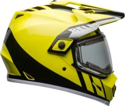 Bell MX-9 Adventure Dash Snow MIPS Helmet - Electric Shield -Motorcycle Helmet Store bell mx 9 adventure snow mips electric shield helmet dash gloss black flo yellow right 91219.1571274122