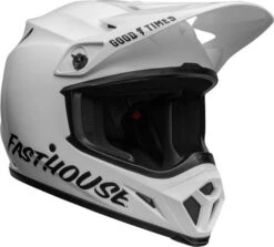 Bell MX-9 MIPS Fasthouse Helmet -Motorcycle Helmet Store bell mx 9 mips fasthouse helmet gloss white black front right 32620.1612684944