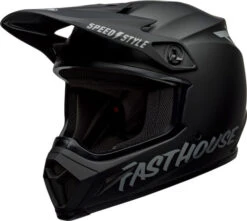 Bell MX-9 MIPS Fasthouse Helmet -Motorcycle Helmet Store bell mx 9 mips fasthouse helmet matte black gray front left 51471.1612684888