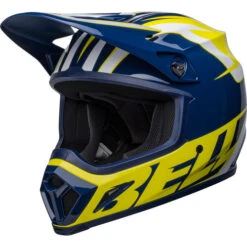 Bell MX-9 MIPS Spark Helmet 15 Bell MX-9 MIPS Spark Helmet -Motorcycle Helmet Store bell mx 9 mips spark helmet gloss blue yellow front left 57655.1672411114