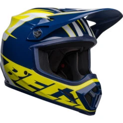 Bell MX-9 MIPS Spark Helmet 16 Bell MX-9 MIPS Spark Helmet -Motorcycle Helmet Store bell mx 9 mips spark helmet gloss blue yellow front right 46222.1672411119
