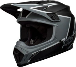 Bell MX-9 MIPS Twitch Helmet -Motorcycle Helmet Store bell mx 9 mips twitch helmet matte black gray white front left 90836.1612681346