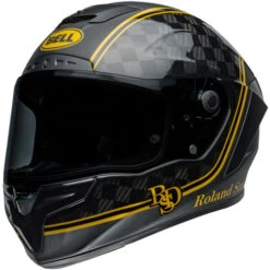 Bell Race Star DLX Flex RSD Player Helmet -Motorcycle Helmet Store bell race star dlx flex rsd player helmet matte gloss black gold front left 24794.1696930952