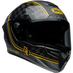 Bell Race Star DLX Flex RSD Player Helmet -Motorcycle Helmet Store bell race star dlx flex rsd player helmet matte gloss black gold front right 64082.1696930957