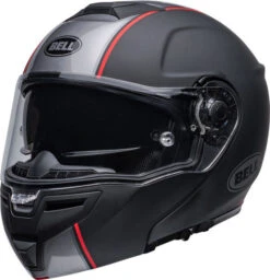 Bell SRT Modular Hart-Luck Jamo Helmet -Motorcycle Helmet Store bell srt modular hart luck jamo helmet matte gloss black red front left clear shield 70283.1670802500