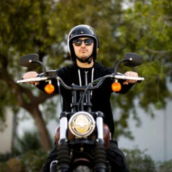 Biltwell Bonanza Spectrum Helmet -Motorcycle Helmet Store biltwell bonanza helmet gloss black spectrum worn front 78261.1695311055