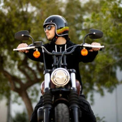 Biltwell Bonanza Spectrum Helmet -Motorcycle Helmet Store biltwell bonanza helmet gloss black spectrum worn side 66603.1695311046