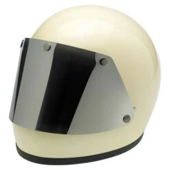 Biltwell Gringo Blast Flat Shield -Motorcycle Helmet Store biltwell gringo blast shield chrome mirror on white helmet front 87772.1578608037