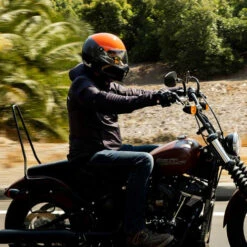 Biltwell Lane Splitter Podium Helmet -Motorcycle Helmet Store biltwell lane splitter helmet podium gloss orange grey black in action 93685.1695309457