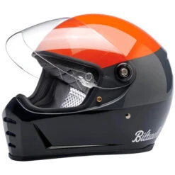 Biltwell Lane Splitter Podium Helmet -Motorcycle Helmet Store biltwell lane splitter helmet podium gloss orange grey black shield up 75483.1695309436