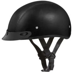 Daytona Skull Cap Helmet With Visor Leather Covered