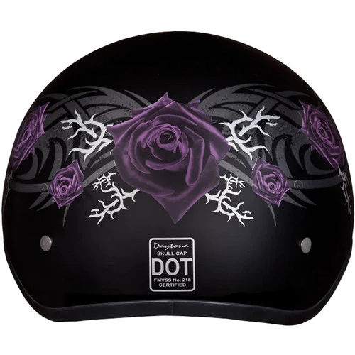 Daytona Skull Cap Helmet Purple Rose 3 Daytona Skull Cap Helmet Purple Rose